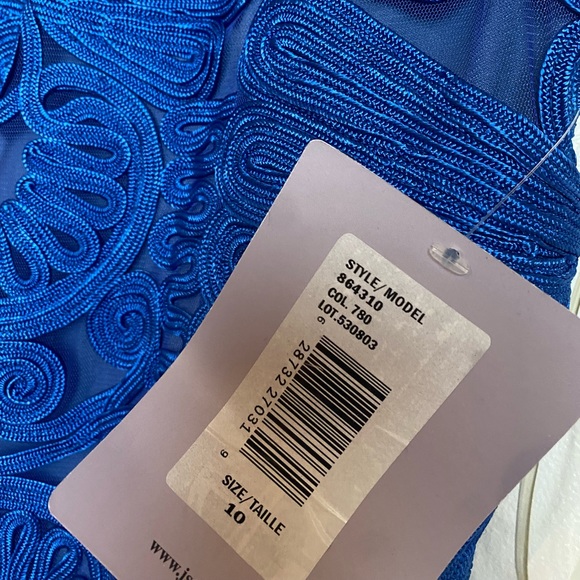 NWT JS Collections Royal Blue Short Sleeve Mesh Cocktail Dress Size 10 - Picture 5 of 8